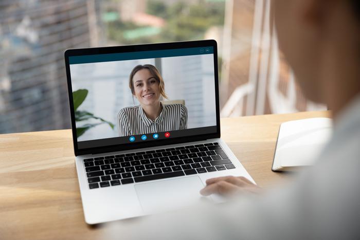 A woman on zoom